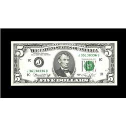 Fr. 1973-J $5 1974 Federal Reserve Note. Gem Crisp Unci 
