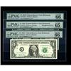 Image 1 : Fr. 1918-E $1 1993 Federal Reserve Notes. Three Consecu 