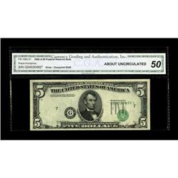 Fr. 1962-G* $5 1950A Federal Reserve Note. CGA About Un 