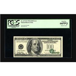 Fr. 2175-D $100 1996 Federal Reserve Note. PCGS Gem New 