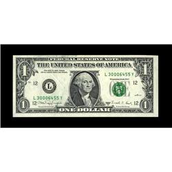 Fr. 1916-L $1 1988A Federal Reserve Note. Choice Crisp 