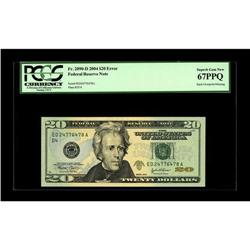 Fr. 2090-D $20 2004 Federal Reserve Note. PCGS Superb G 