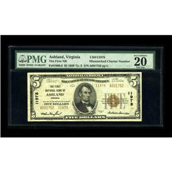 Ashland, VA - $5 1929 Ty. 2 The First NB Ch. # 11978Thi 