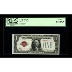 Fr. 1500 $1 1928 Legal Tender Note. PCGS Gem New 65PPQ. 