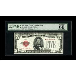 Fr. 1525* $5 1928 Legal Tender Note. PMG Gem Uncirculat 