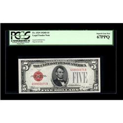 Fr. 1529 $5 1928D Legal Tender Note. PCGS Superb Gem Ne 