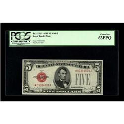 Fr. 1531* $5 1928F Wide I Legal Tender Note. PCGS Choic 