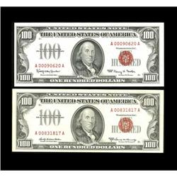 A Pair of $100 Legal Tender NotesFr. 1550 $100 1966 Leg 