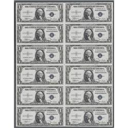 Fr. 1612 $1 1935C Silver Certificates. Uncut Sheet of 1 