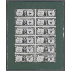 Fr. 1612 $1 1935C Silver Certificates Uncut Sheet of 12 