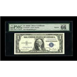 Fr. 1613N* $1 1935D Star Silver Certificate. PMG Gem 66 