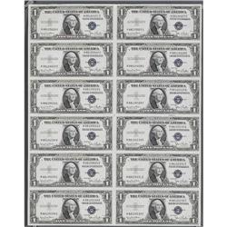 Fr. 1613W $1 1935D Silver Certificates. Uncut Sheet of 