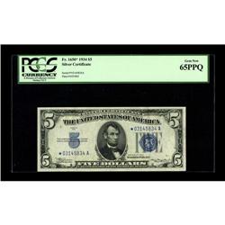 Fr. 1650* $5 1934 Silver Certificate. PCGS Gem New 65PP 
