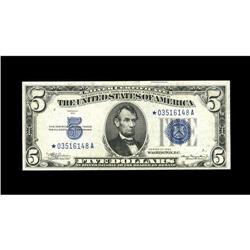 Fr. 1650* $5 1934 Silver Certificate. Choice About Unci 