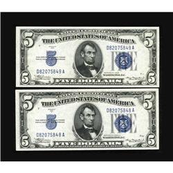Fr. 1651/1650 $5 1934A/1934 Silver Certificates. Revers 