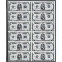 Fr. 1654 $5 1934D Wide I Silver Certificates. Uncut She 