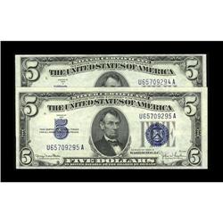 Fr. 1654/1654 $5 1934D Wide I/Wide II Silver Certificat 