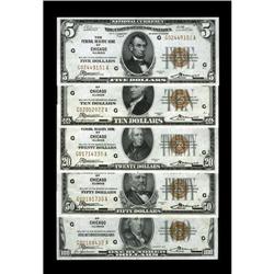 Chicago FRBN Type Collection including the $5, $10, $20 