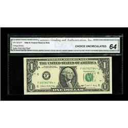 Fr. 1914-F* $1 1988 Federal Reserve Note. CGA Choice Un 