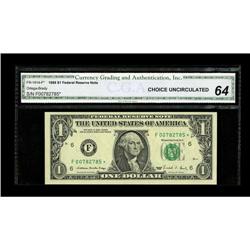 Fr. 1914-F* $1 1988 Federal Reserve Note. CGA Choice Un 