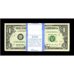 Fr. 1922-G* $1 1995 Federal Reserve Notes. Pack of 100 