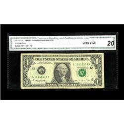 Fr. 1922-L $1 1995 Federal Reserve Note. CGA Very Fine 