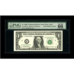 Fr. 1924-B $1 1999 Federal Reserve Note. PMG Gem Uncirc 