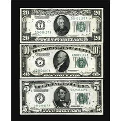 Fr. 1950-G; 2000-G; 2050-G $5; $10; $20 1928 Federal 