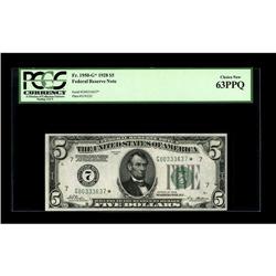 Fr. 1950-G* $5 1928 Federal Reserve Note. PCGS Choice N 