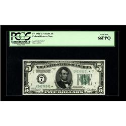 Fr. 1951-G* $5 1928A Federal Reserve Note. PCGS Gem New 