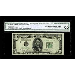 Fr. 1961-E* $5 1950 Wide Federal Reserve Note. CGA Gem 