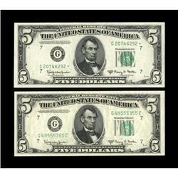 Fr. 1966-G; G* $5 1950E Federal Reserve Notes. Gem Cris 