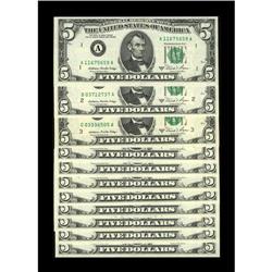 Near Complete District Set Fr. 1977-A $5 1981A Federal 