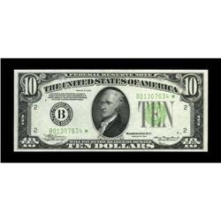 Fr. 2004-B* $10 1934 Federal Reserve Note. Choice About 