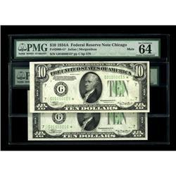 Fr. 2006-G* $10 1934A Mule Federal Reserve Notes. Two C 