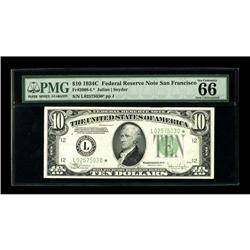 Fr. 2008-L* $10 1934C Federal Reserve Note. PMG Gem Unc 