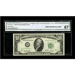 Fr. 2010-K* $10 1950 Narrow Federal Reserve Note. CGA G 