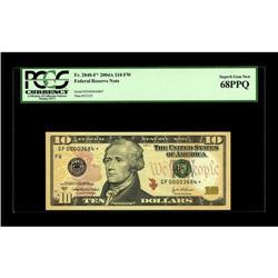 Fr. 2039-F* $10 2004-A Federal Reserve Note. PCGS Super 