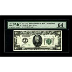 Fr. 2050-C* $20 1928 Federal Reserve Note. PMG Choice U 