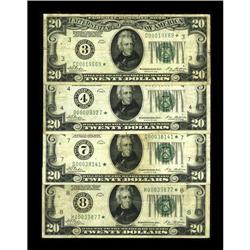 Fr. 2050-C*, D*, G*, H* $20 1928 Federal Reserve Notes. 
