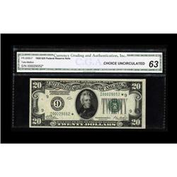Fr. 2050-I* $20 1928 Federal Reserve Note. CGA Choice U 