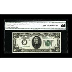 Fr. 2051-F $20 1928A Federal Reserve Note. CGA Gem Unci 