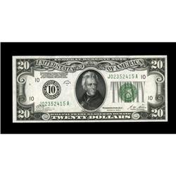 Fr. 2051-J $20 1928A Federal Reserve Note. Choice CU 