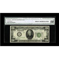 Fr. 2052-F $20 1928B Federal Reserve Note. CGA About Un 