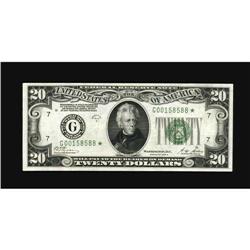 Fr. 2052-G* $20 1928B Federal Reserve Note. Fine.This m 