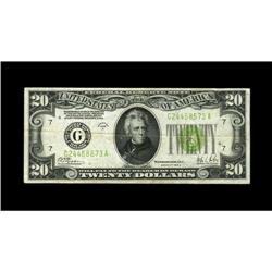 Fr. 2053-G $20 1928C Federal Reserve Note. Very Fine-Ex 