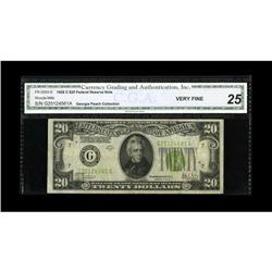 Fr. 2053-G $20 1928C Federal Reserve Note. CGA Very Fin 