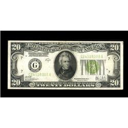 Fr. 2053-G $20 1928C Federal Reserve Note. Very Fine+.A 