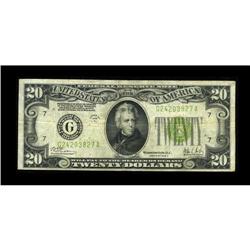 Fr. 2053-G $20 1928C Federal Reserve Note. Fine+.A coup 