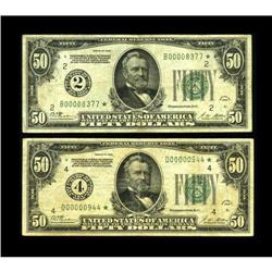 Fr. 2100-B*, D* $50 1928 Federal Reserve Notes.Both of 